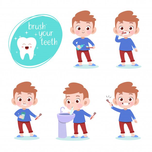 kid brushing teeth vector illustration isolated 97632 316
