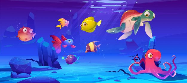 underwater landscape with sea life animals 107791 623