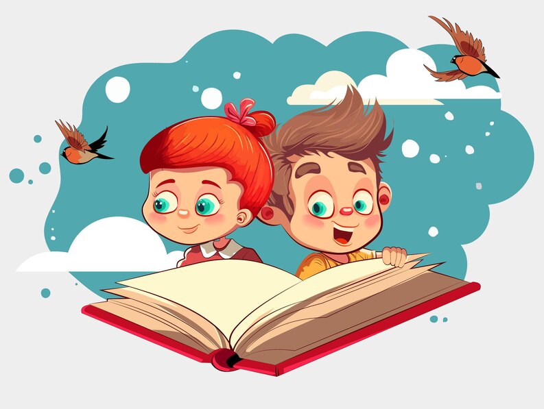 20230910162258 fpdl.in boy girl reading book with birds flying around them 399963 3164 medium
